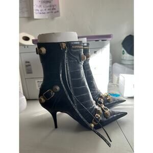 BALENCIAGA Cagole Studded Leather Ankle Boots 36